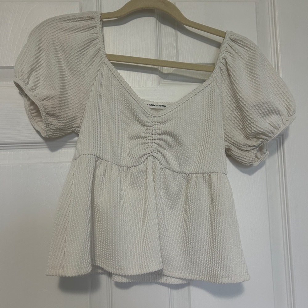 White textured babydoll top